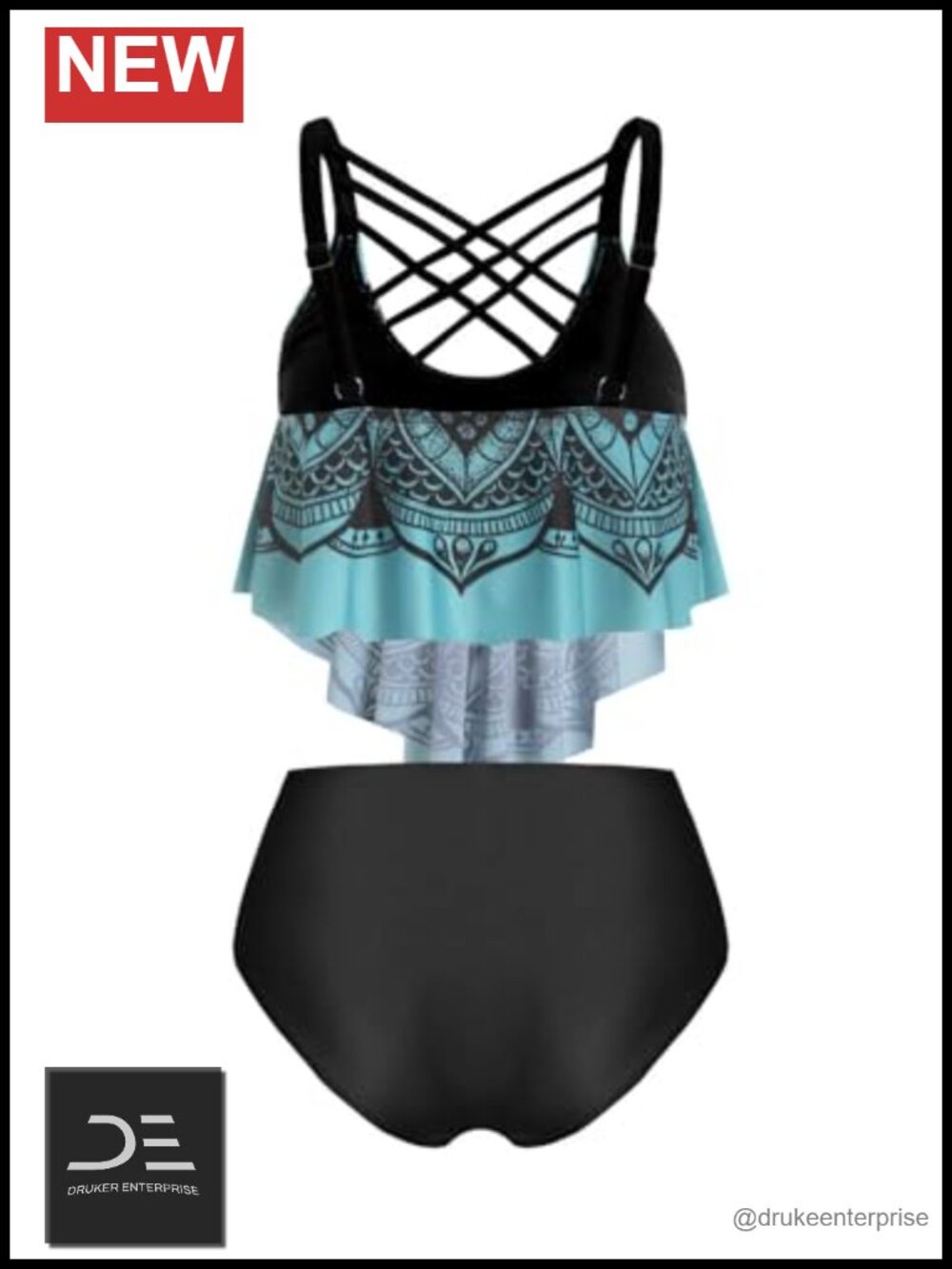 Gothic Skull Tankini Bikini Set – High Waisted Two Piece Swimsuit